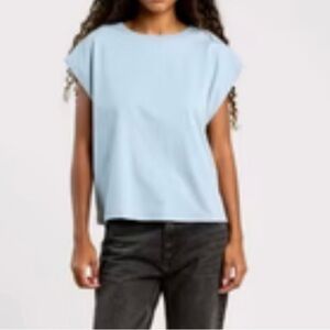 Nuuds Muscle Tee Mist Light Blue Boxy Cotton Cap Sleeve Minimalist Small